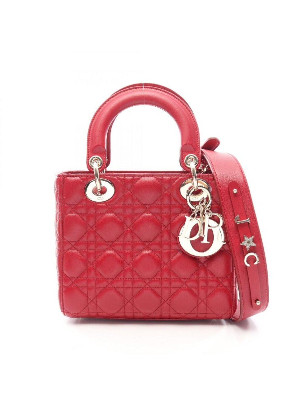 Dior Handbag Lady Dior MY Lady Dior Small Cannage 2-Way Red Leather Tote